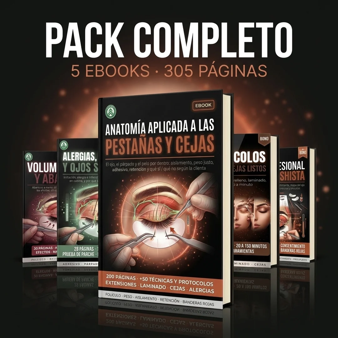 Pack Completo Anatomía Aplicada a las Pestañas y Cejas: libro principal + 4 bonos